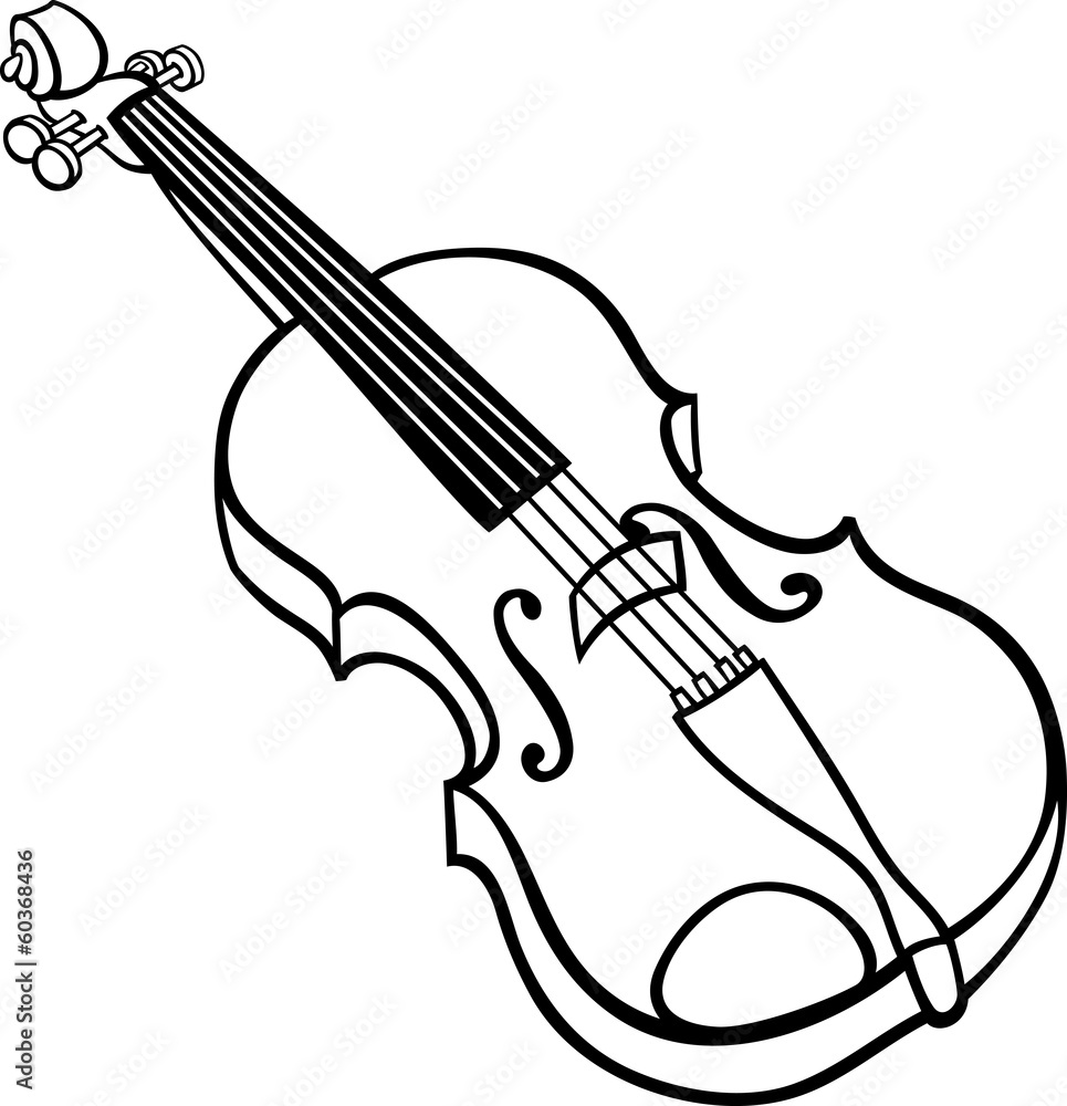 Obraz premium violin cartoon illustration coloring page