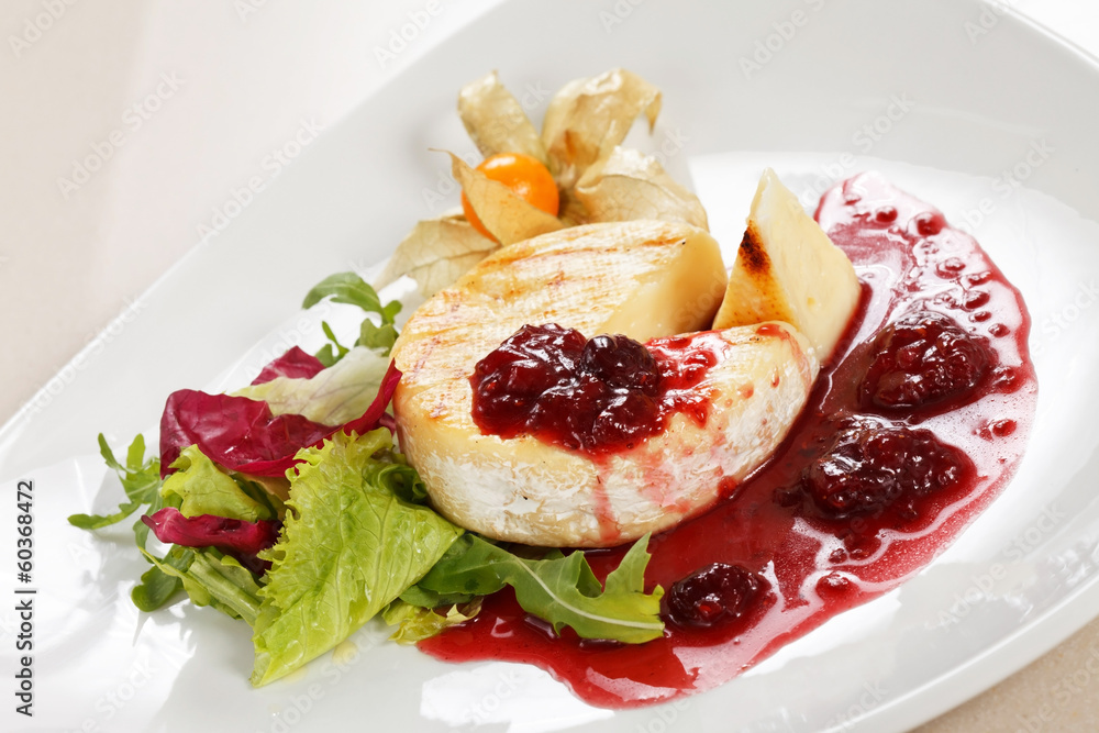 Camembert with cherry sauce Camembert with cherry sauce