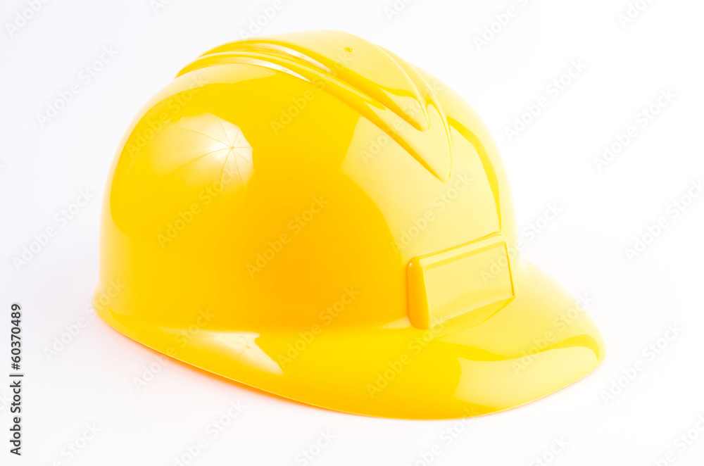 Fototapeta premium Yellow hard hat isolated on white background