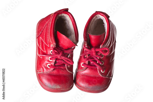 old red used baby shoes