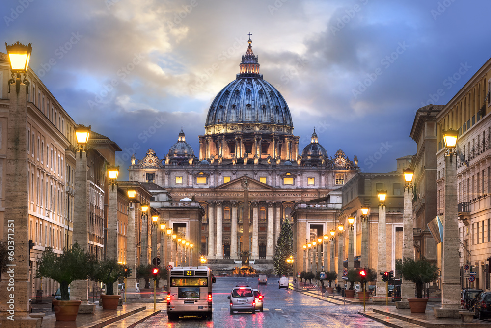 Naklejka premium Bazylika Świętego Piotra w Rzymie na Boże Narodzenie