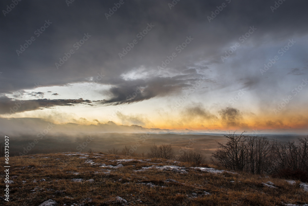 Obraz premium Mountains with colorful sky