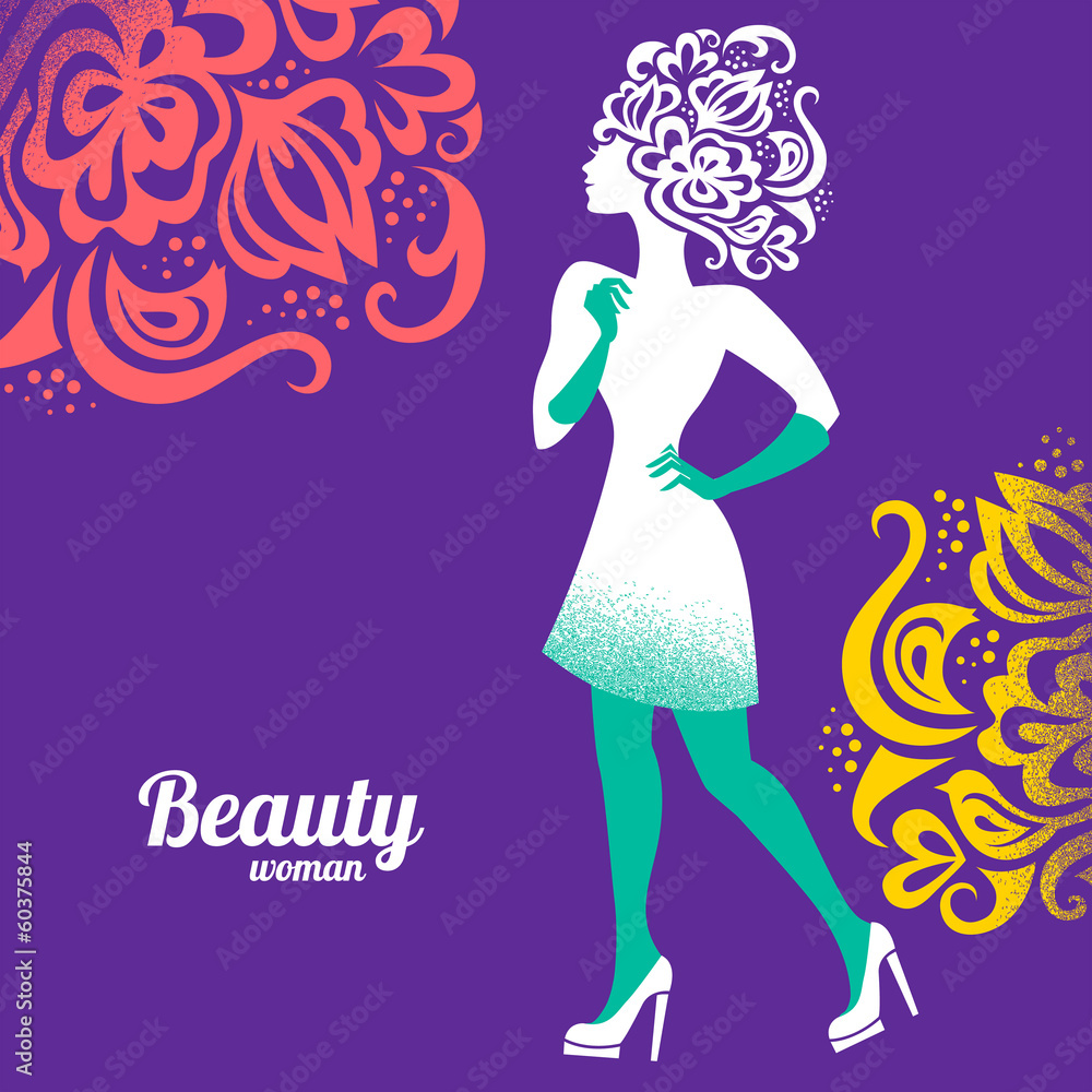 Beautiful woman silhouette with flowers Beautiful woman silhouette with flowers