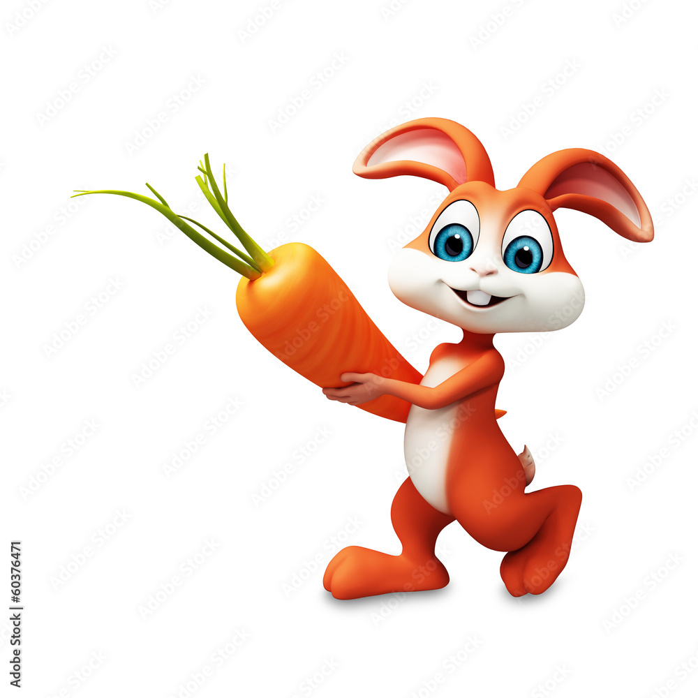 Naklejka premium Happy bunny with carrot