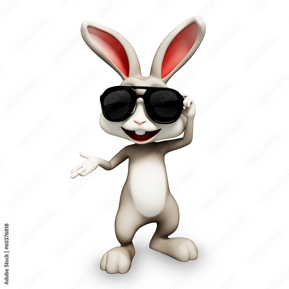 happy smiling bunny with sunglass happy smiling bunny with sunglass