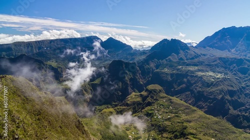 Clouds Timelapse over Mountain Range, Reunion, Cilaos photo