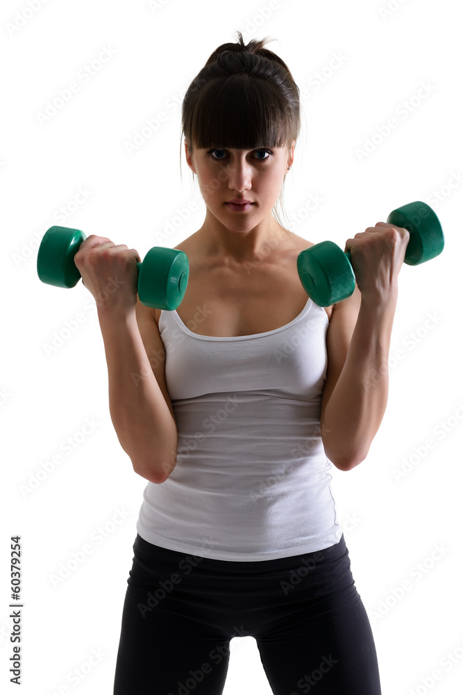 sport girl doing with exercise dumbbells, fitness woman studio s sport girl doing with exercise dumbbells, fitness woman studio s