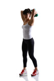 sport girl doing with exercise dumbbells, fitness woman studio s