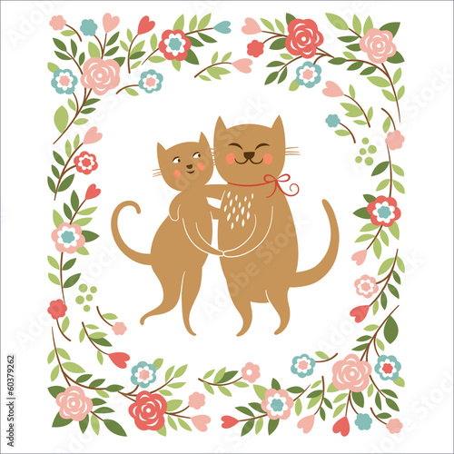 Cute cats, valentine card or wedding card