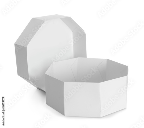 White octagon shaped box