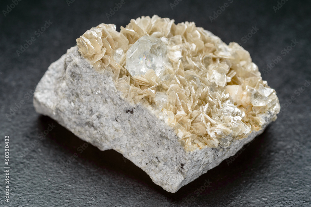 Aquamarine crystal with Muscovite Aquamarine crystal with Muscovite