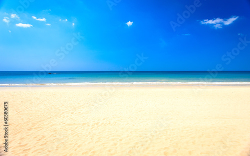 White beach, sea and blue sky