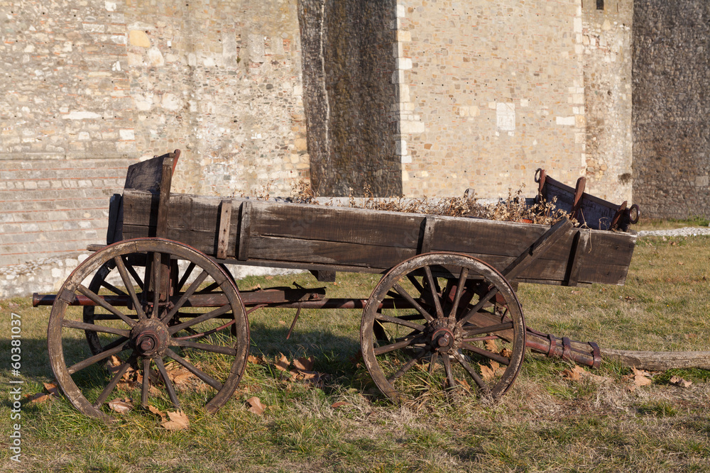 Old cart in Smederevo Fortress in Serbia