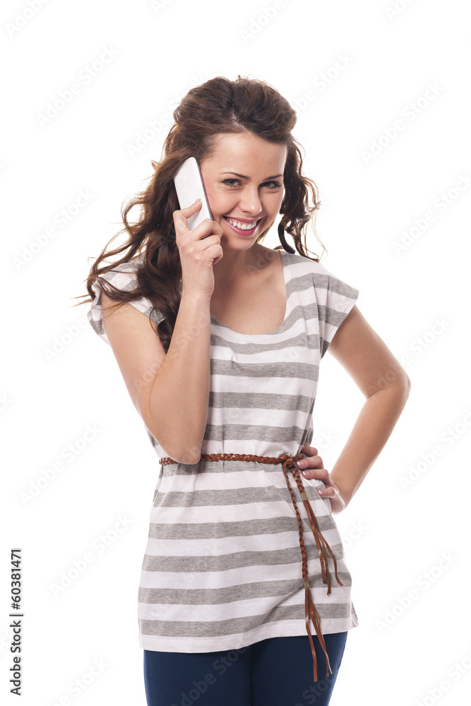 Beautiful smiling woman talking on mobile phone Beautiful smiling woman talking on mobile phone