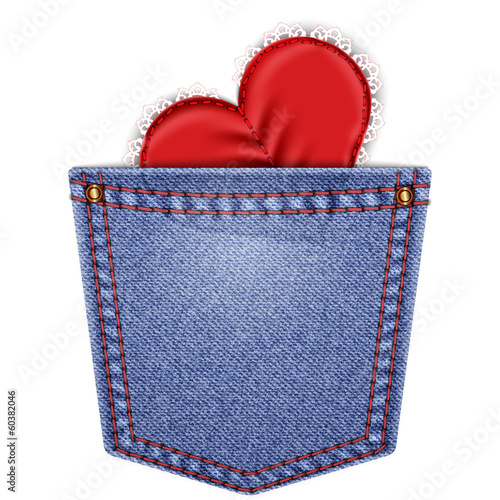 Rear pocket with lace heart