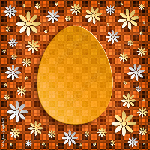 Happy Easter card - orange egg and flowers