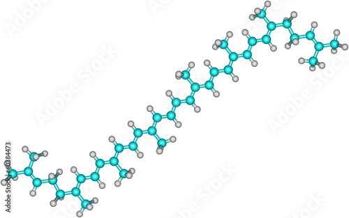 Molecular structure of lycopene on white background