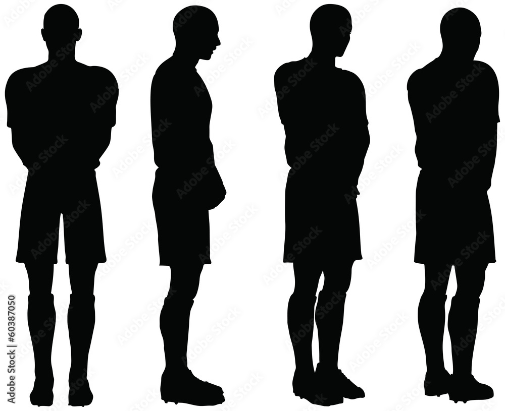 poses of soccer players silhouettes in defense position