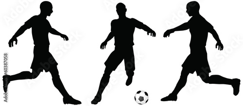 poses of soccer players silhouettes in running position