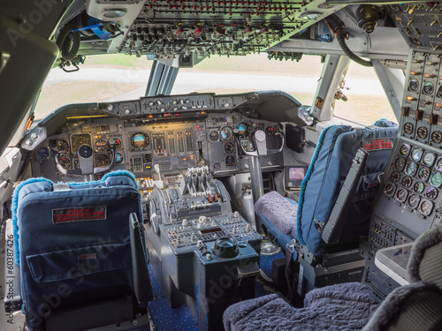 Cockpit of a jumbo jet