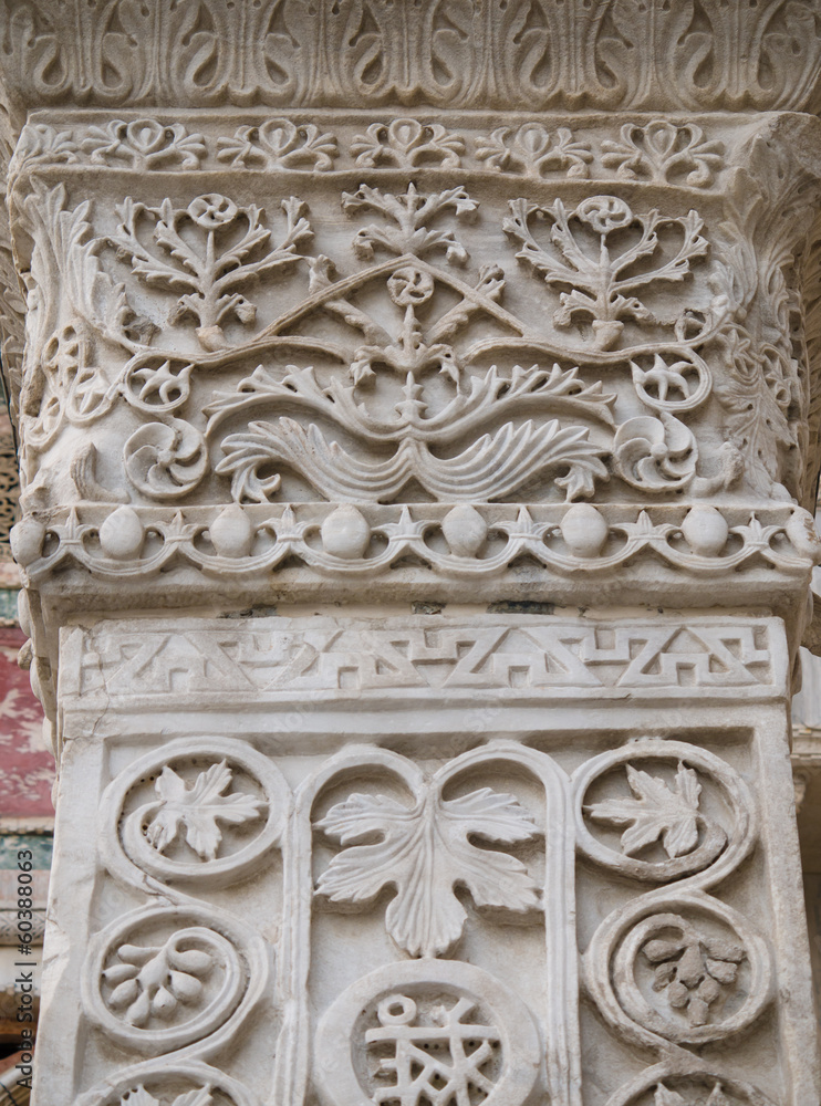 Intricately carved column