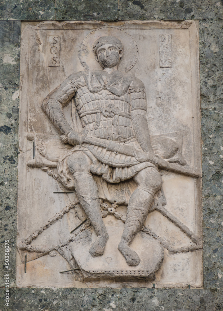 Bas-relief of warrior saint