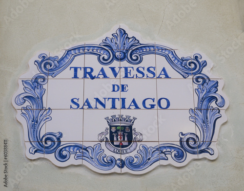 Ceramic steet sign in the Portuguese town of Loulé, Algarve