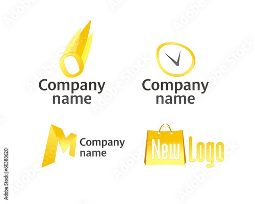Modern yellow logo set