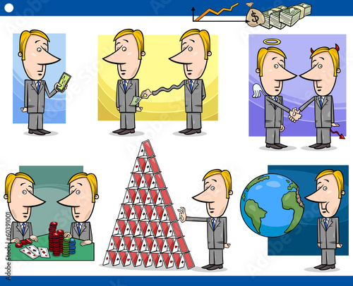 businessmen cartoon characters set