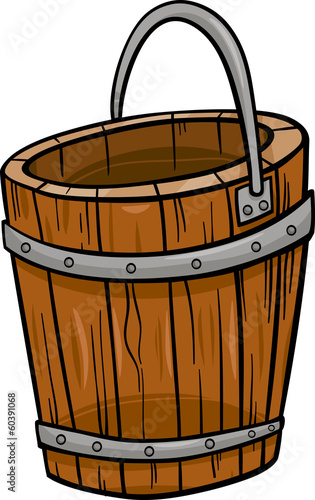 wooden bucket retro cartoon clip art