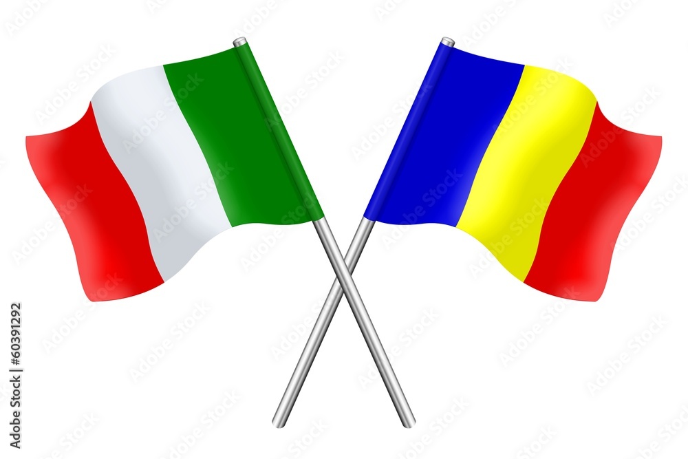 Bandiere: duetto Italia Romania Stock Illustration
