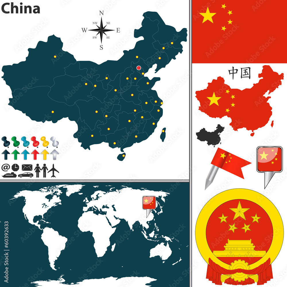 Naklejka premium Map of China