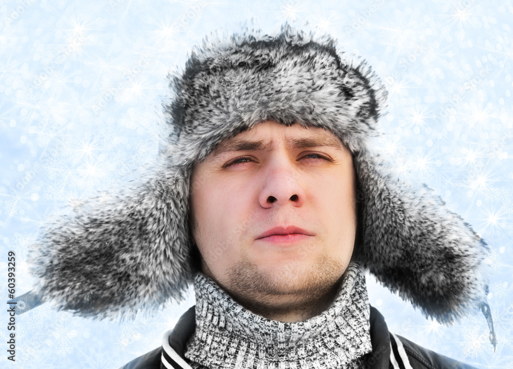 man in a fur winter hat man in a fur winter hat