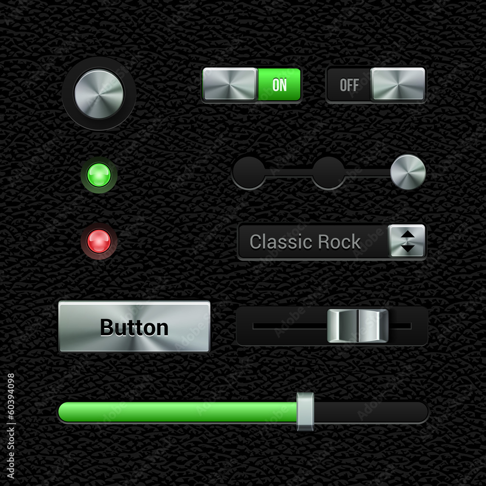 UI Application Metal Software Controls Set.