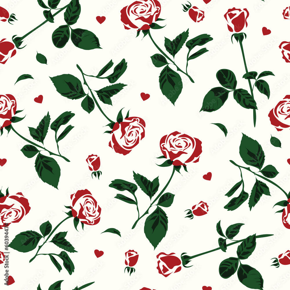 Simple pattern of roses and hearts Simple pattern of roses and hearts