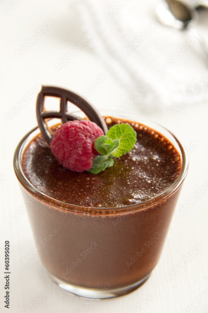 Chocolate mousse with raspberries. Chocolate mousse with raspberries.