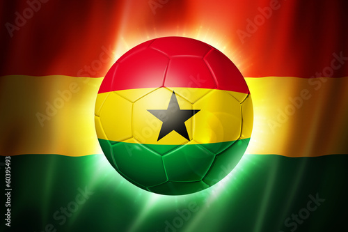 Soccer football ball with Ghana flag