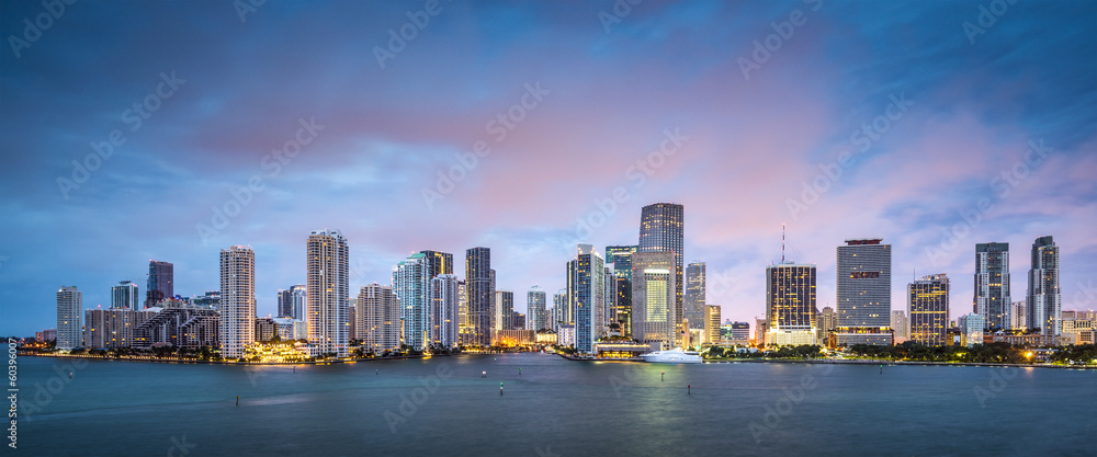 Miami, Florida Skyline - obrazy, fototapety, plakaty 