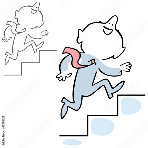 Man climbing the stairs of his career