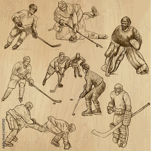 Ice Hockey 2 - hand drawings into vector set
