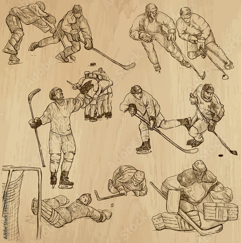 Ice Hockey 1 - hand drawing into vector set