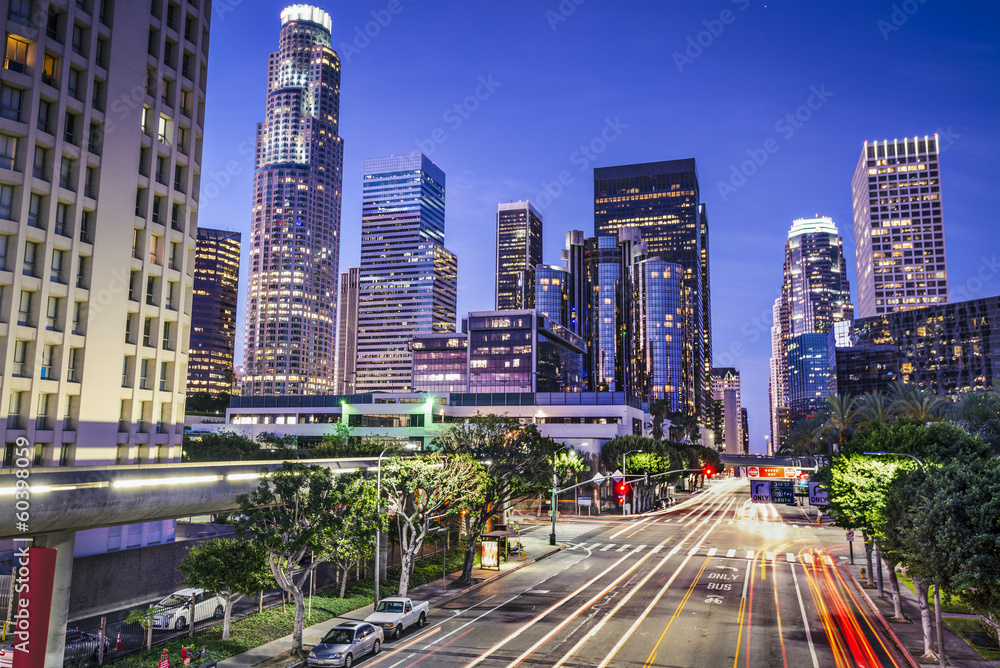 Naklejka premium Centrum miasta Los Angeles, Kalifornia