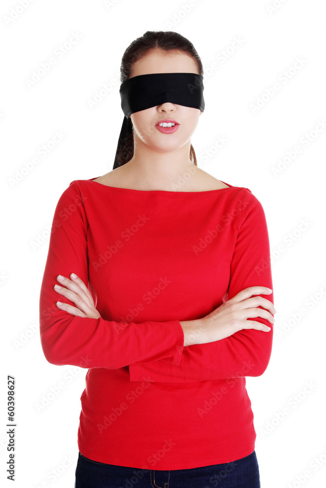 Portrait of the young woman blindfold Portrait of the young woman blindfold