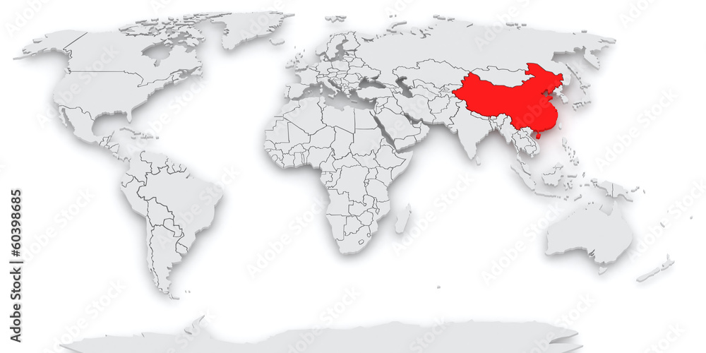 Map of the world. China