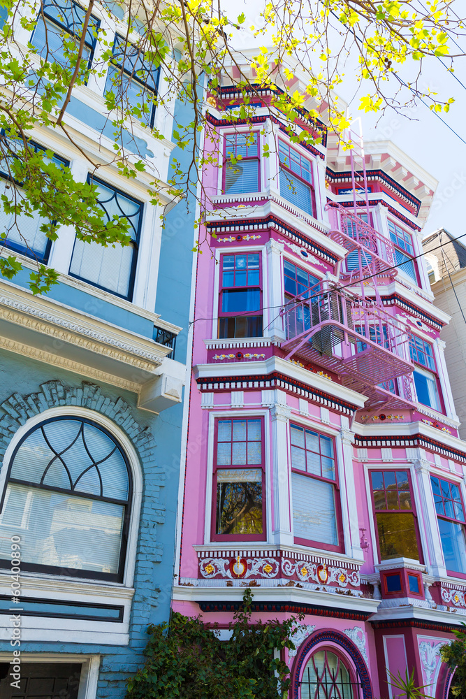 Fototapeta premium San Francisco Victorian houses in Haight Ashbury California