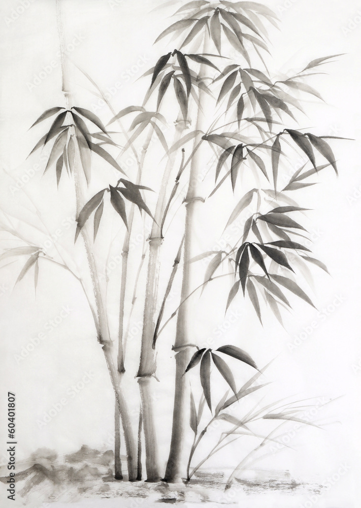 Fototapeta premium Watercolor painting of bamboo
