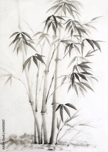 Obraz Akwarela malarstwo bambusa