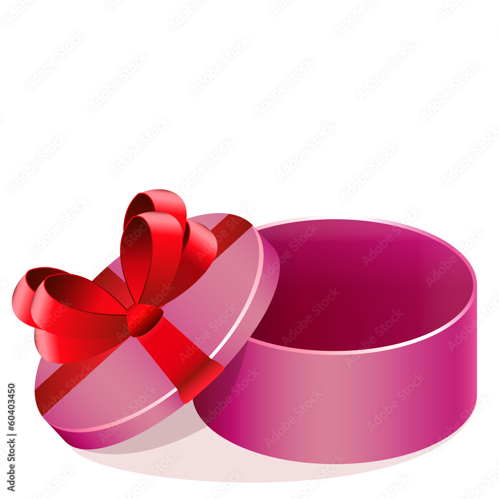 Open gift with red bow