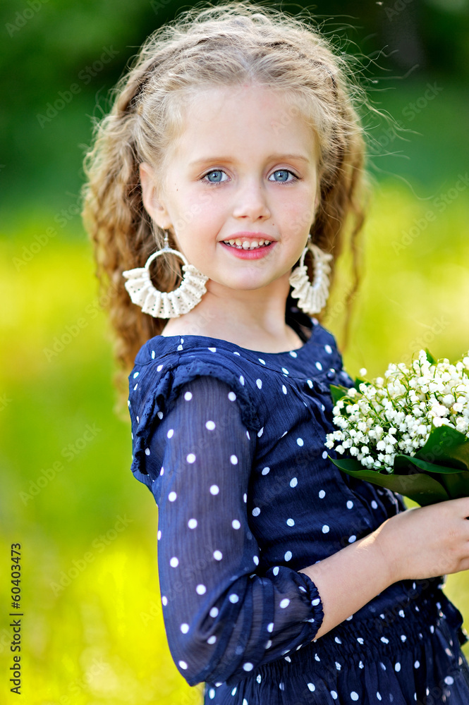 portrait of little girl outdoors in summer portrait of little girl outdoors in summer