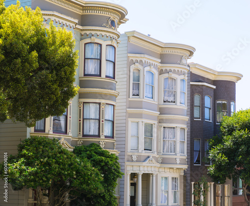 Photography San Francisco Victorian houses in Pacific Heights California
